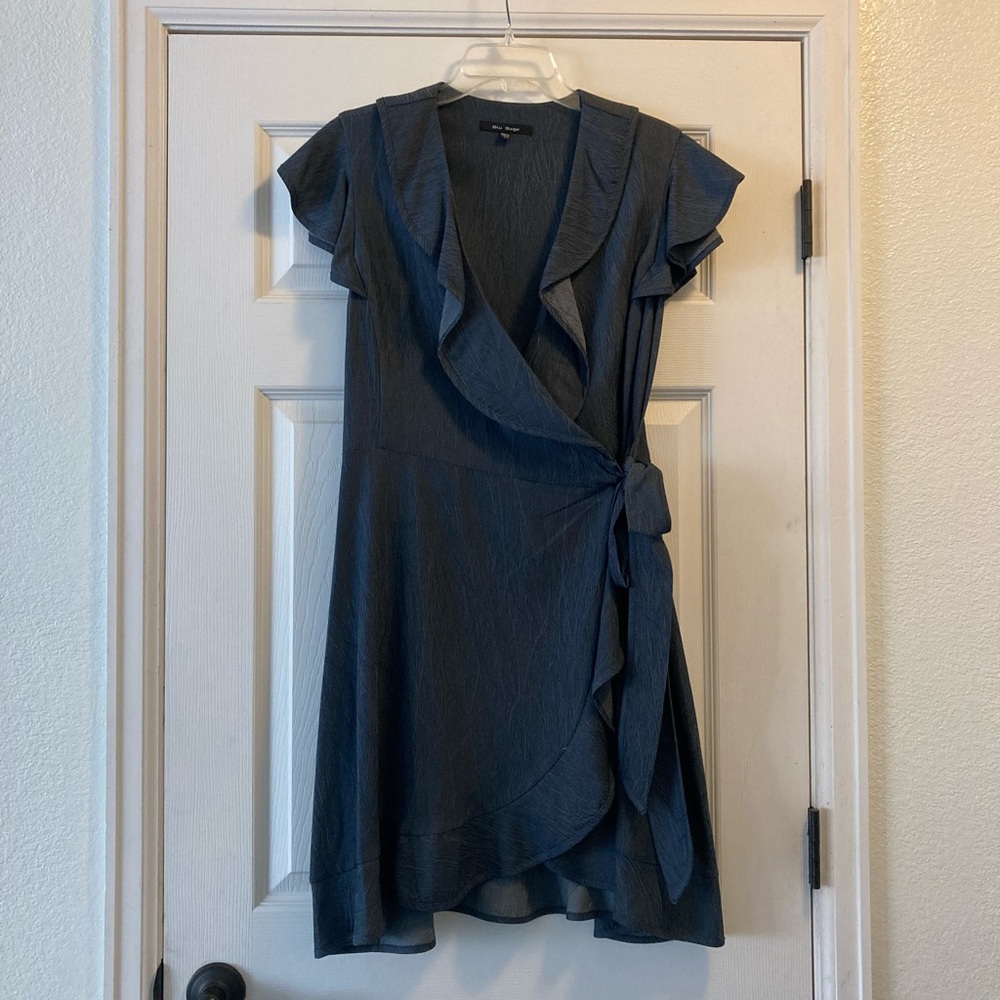 Blu Sage denim wrap dress.